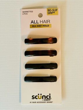 scünci Brown and Black No-Slip Grip All Hair Barrettes - 4 Pack